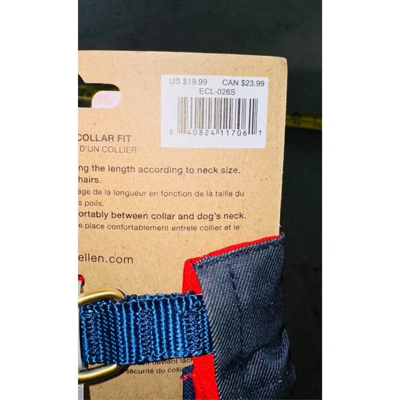 ED Ellen DeGeneres Love Script Bandana Dog Collar Size Small Red & Blue - Picture 6 of 6